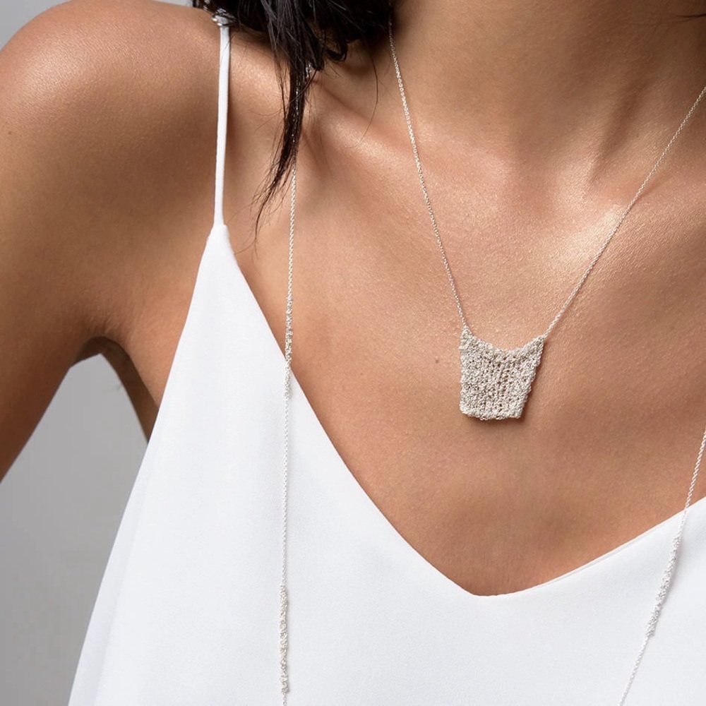 knitted galaxy pocket lustrous radiance sterling silver necklace